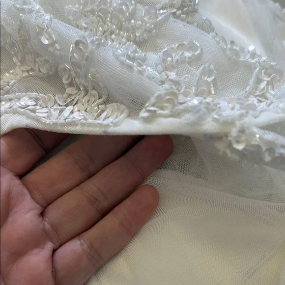 Lulus Momentous Love White Beaded Bustier Mesh Mermaid Maxi Dress Size Large - Picture 14 of 16